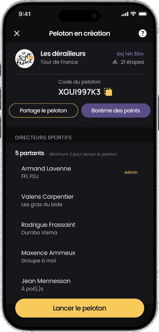 TDLG&nbsp;: création du peloton